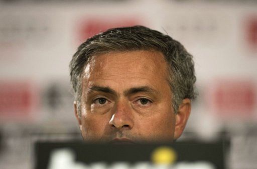 Real Madrid's coach Jose Mourinho, pictured during a press conference at Bernabeu Stadium in Madrid